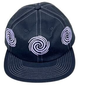 Vans Off The Wall Skate Swirl Unstructured Embroidered Black Strapback Hat Cap